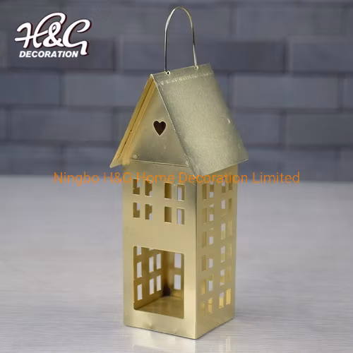 Tealight Metal Mini House Lantern, Christmas Home Decoration Lantern